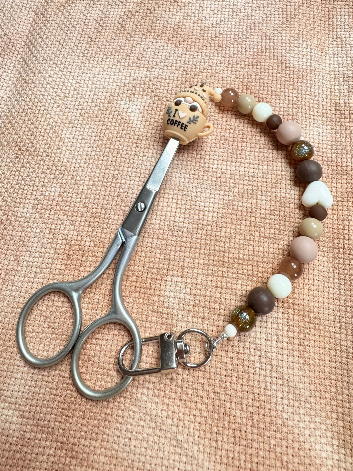 I Heart Coffee Scissor Fob - With Scissor Protector