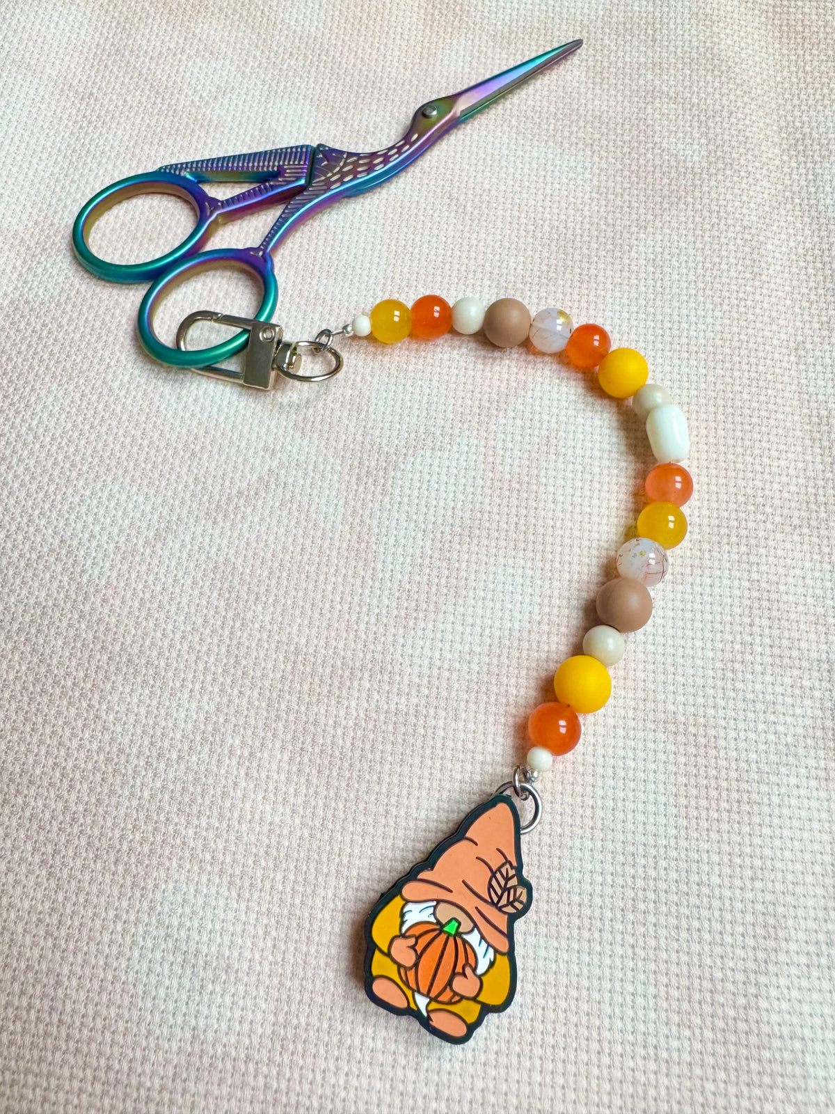 Gnome with Pumpkin Scissor Fob - With Scissor Protector