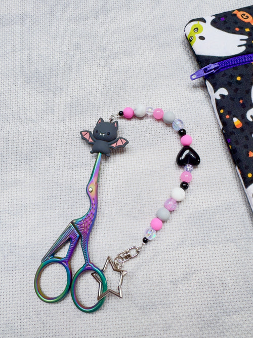 Bat (Pink & Black Mix) Scissor Fob - With Scissor Protector