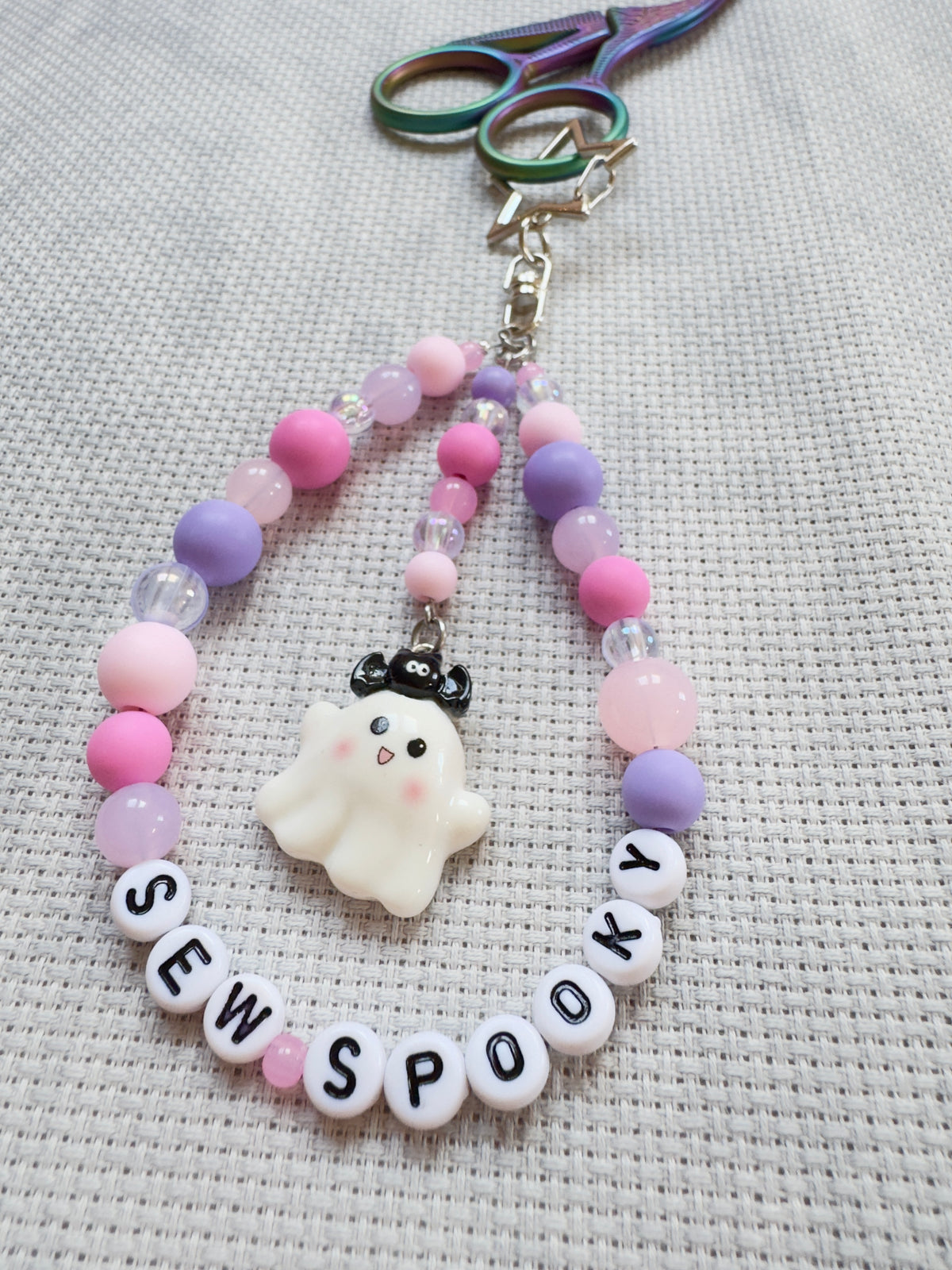 Boo Cute Ghost (Pink & Lilac Mix) Scissor Fob