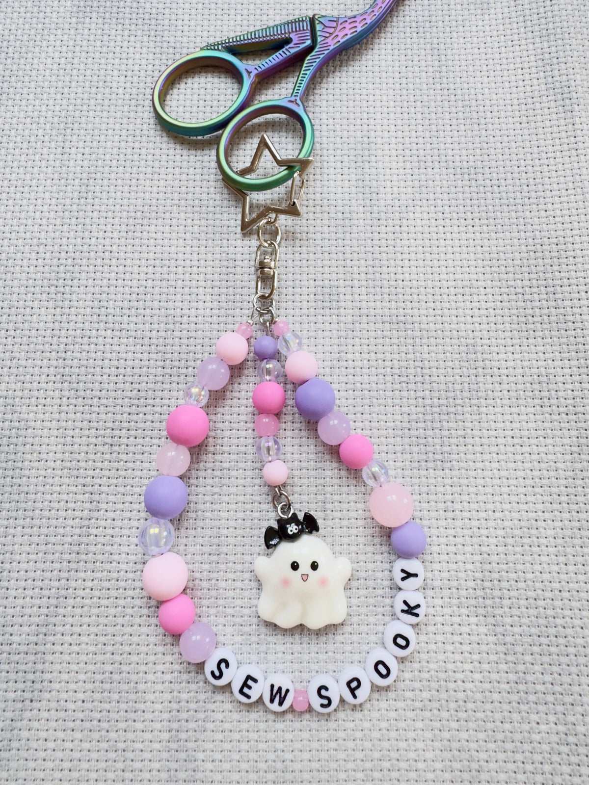 Boo Cute Ghost (Pink & Lilac Mix) Scissor Fob
