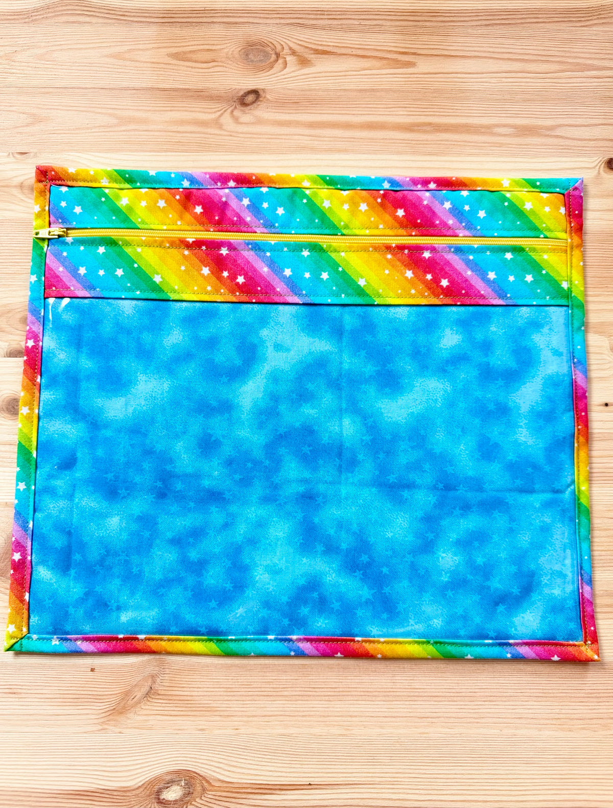 Rainbow Stripe - Blue Inner Vinyl Project Bag