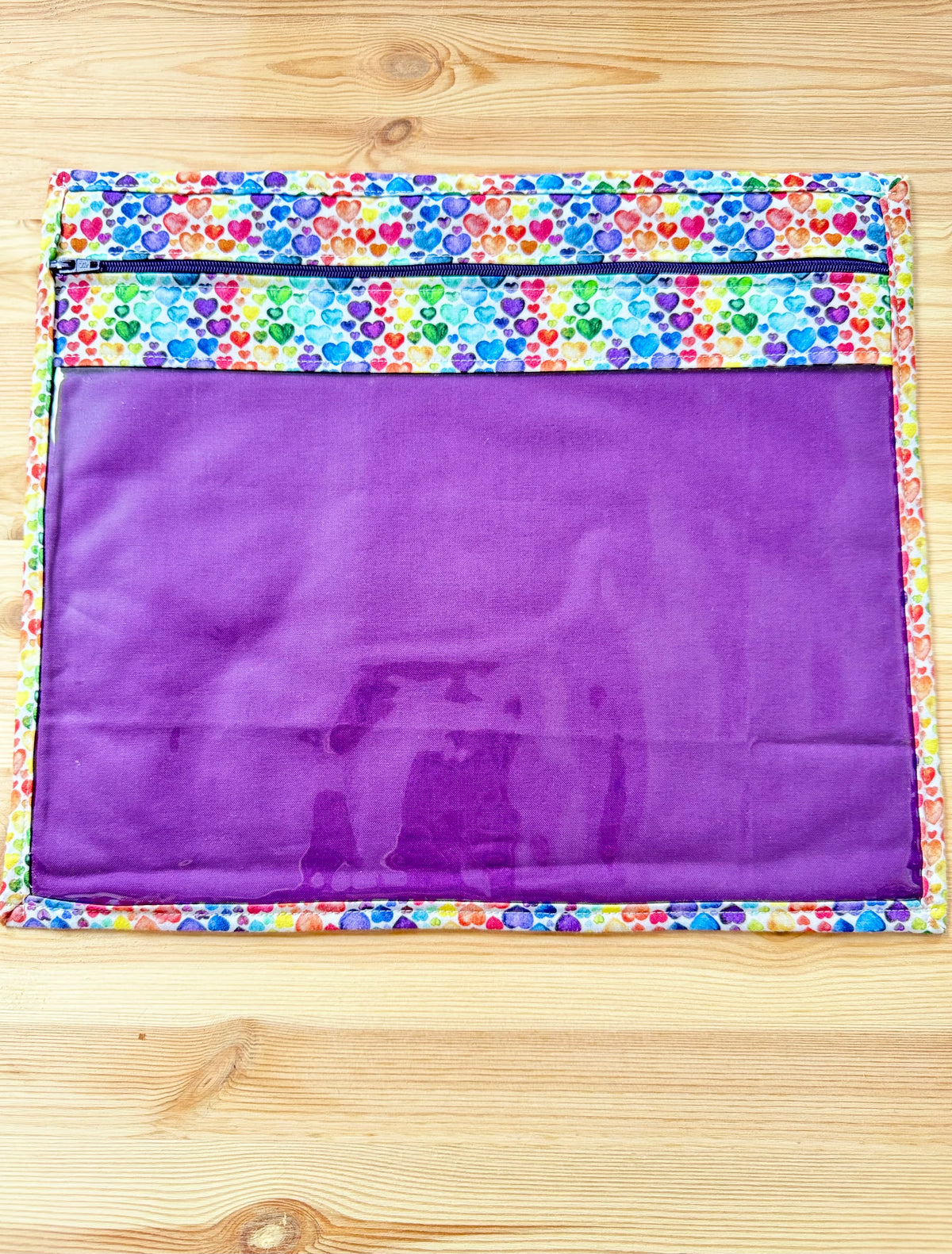 Rainbow Hearts & Purple Inner Vinyl Project Bag