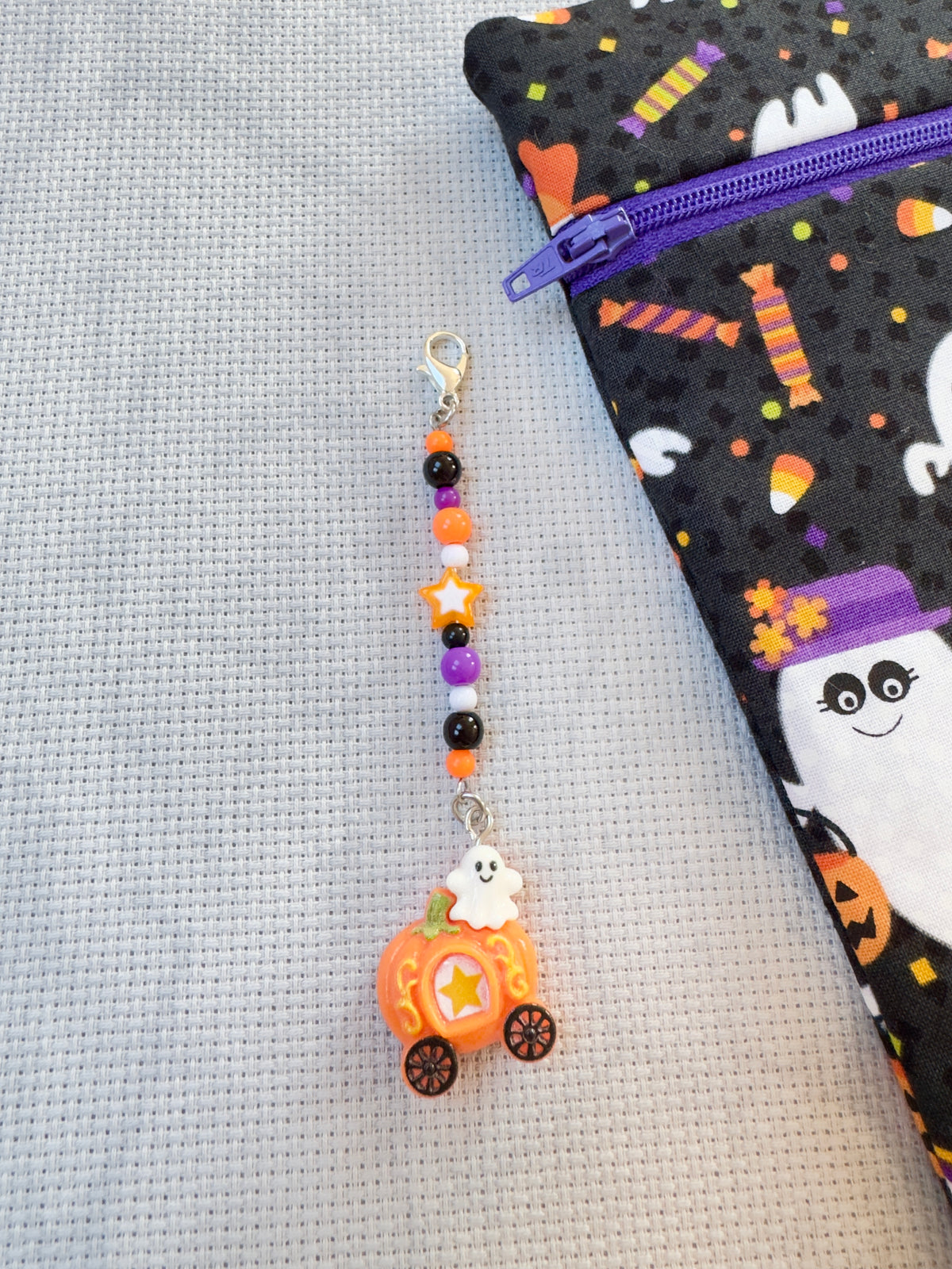 Pumpkin Carriage Project Bag Zip Charm