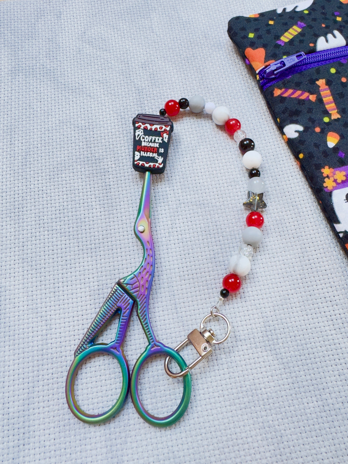 Halloween Coffee Cup Scissor Fob - With Scissor Protector