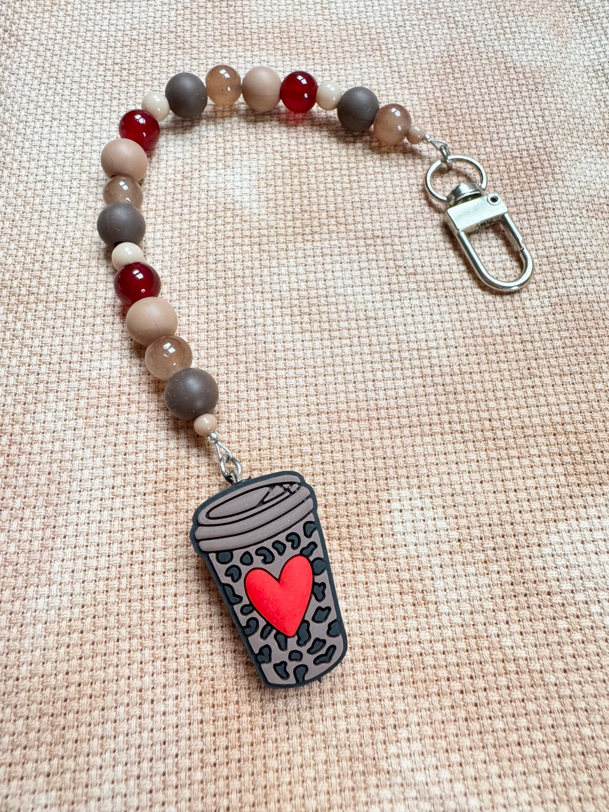 Heart Coffee Cup Scissor Fob - With Scissor Protector