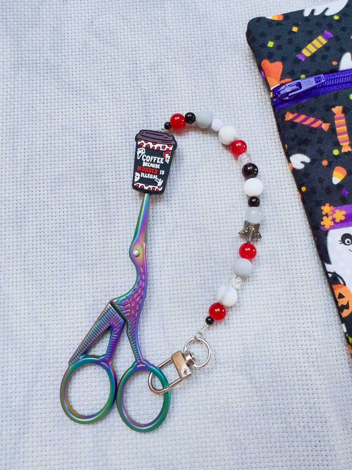 Halloween Coffee Cup Scissor Fob - With Scissor Protector