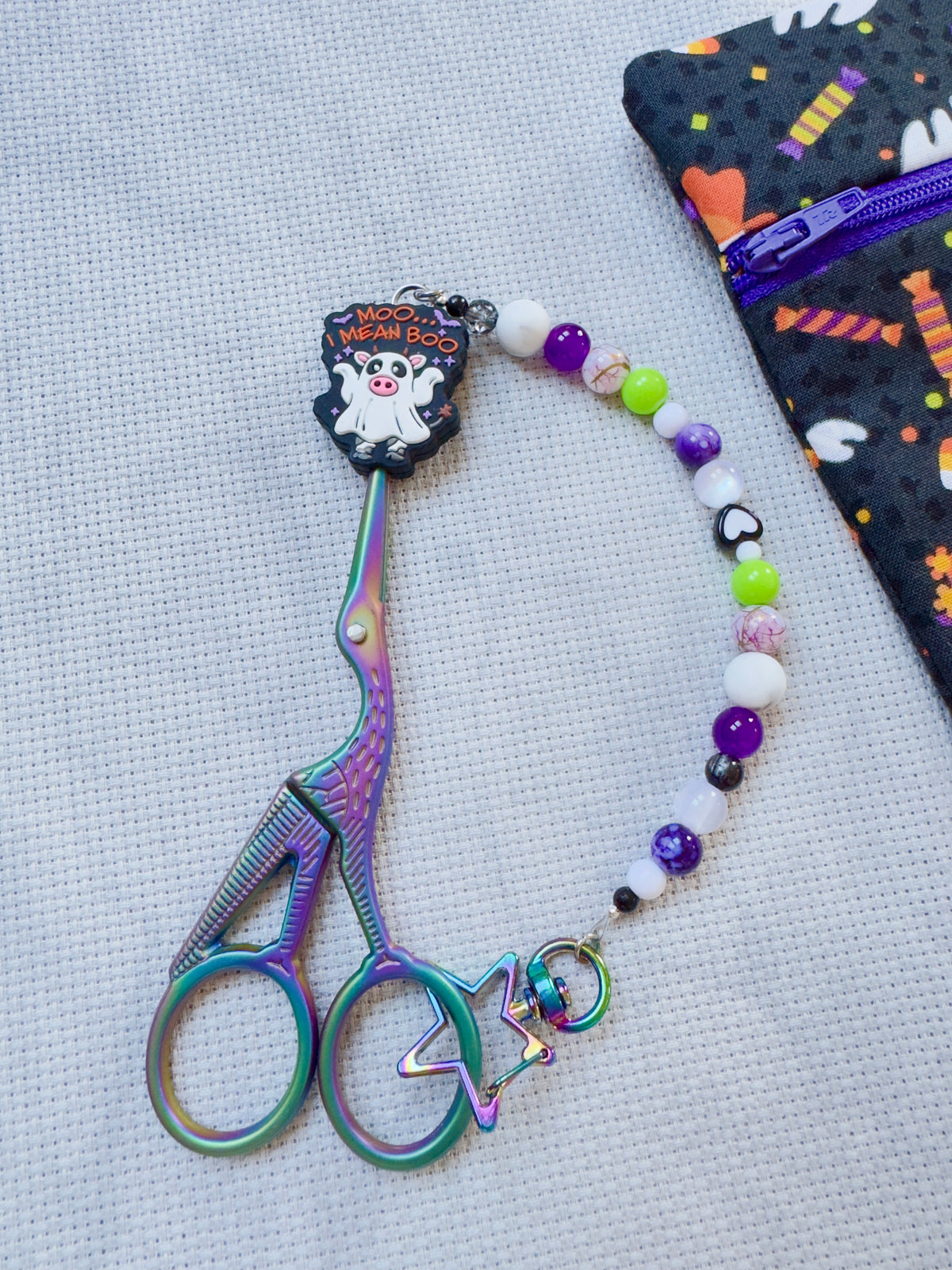 Moo I mean Boo Scissor Fob - With Scissor Protector