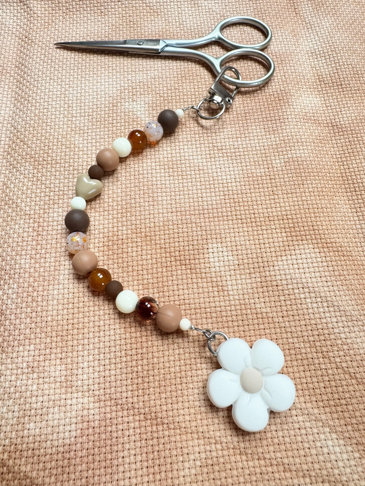 White Flower Scissor Fob - With Scissor Protector