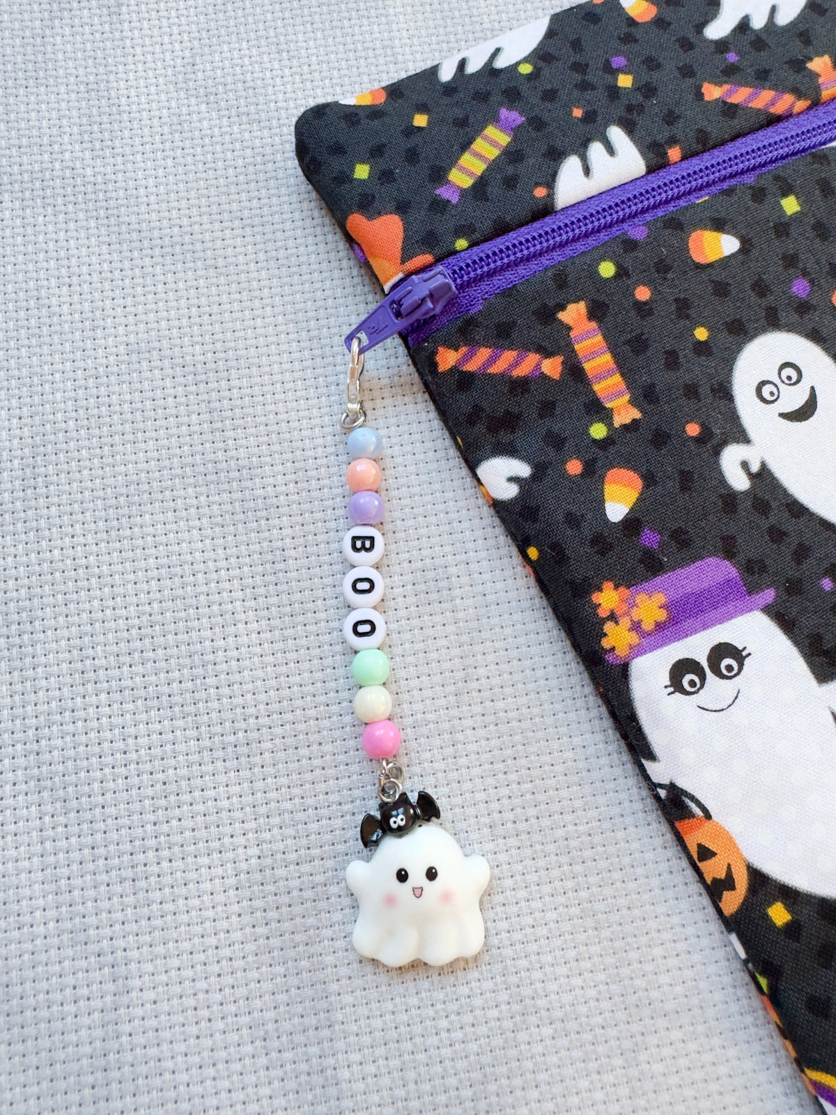 Boo Cute Ghost (Pearly Pastel Mix) Project Bag Zip Charm