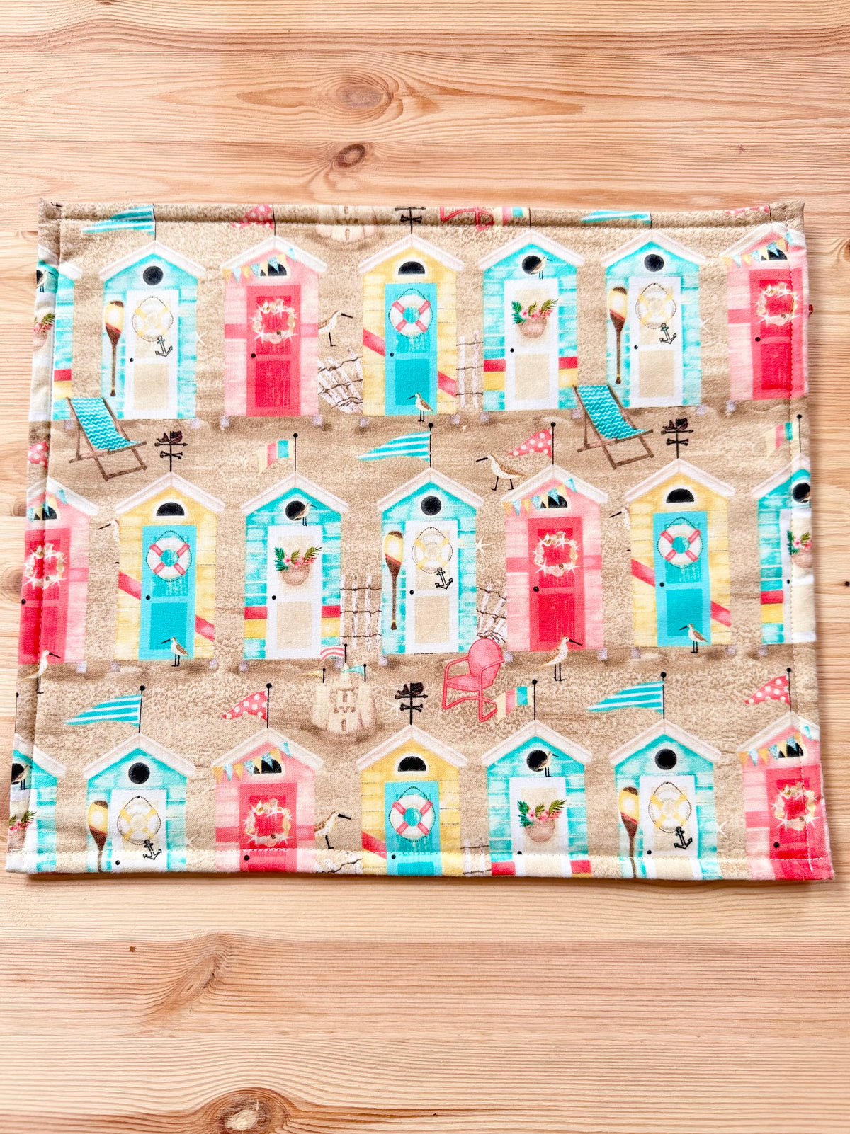 Beach Huts & Polka Dots Vinyl Project Bag