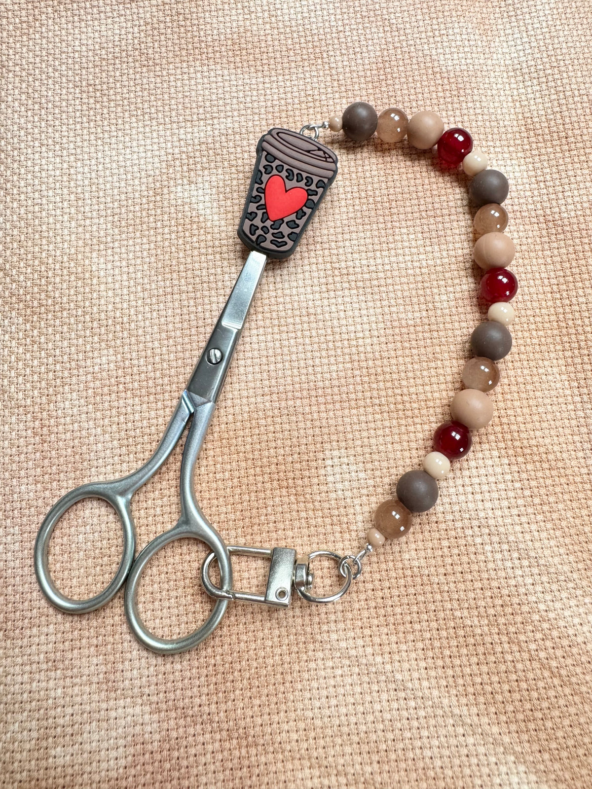 Heart Coffee Cup Scissor Fob - With Scissor Protector