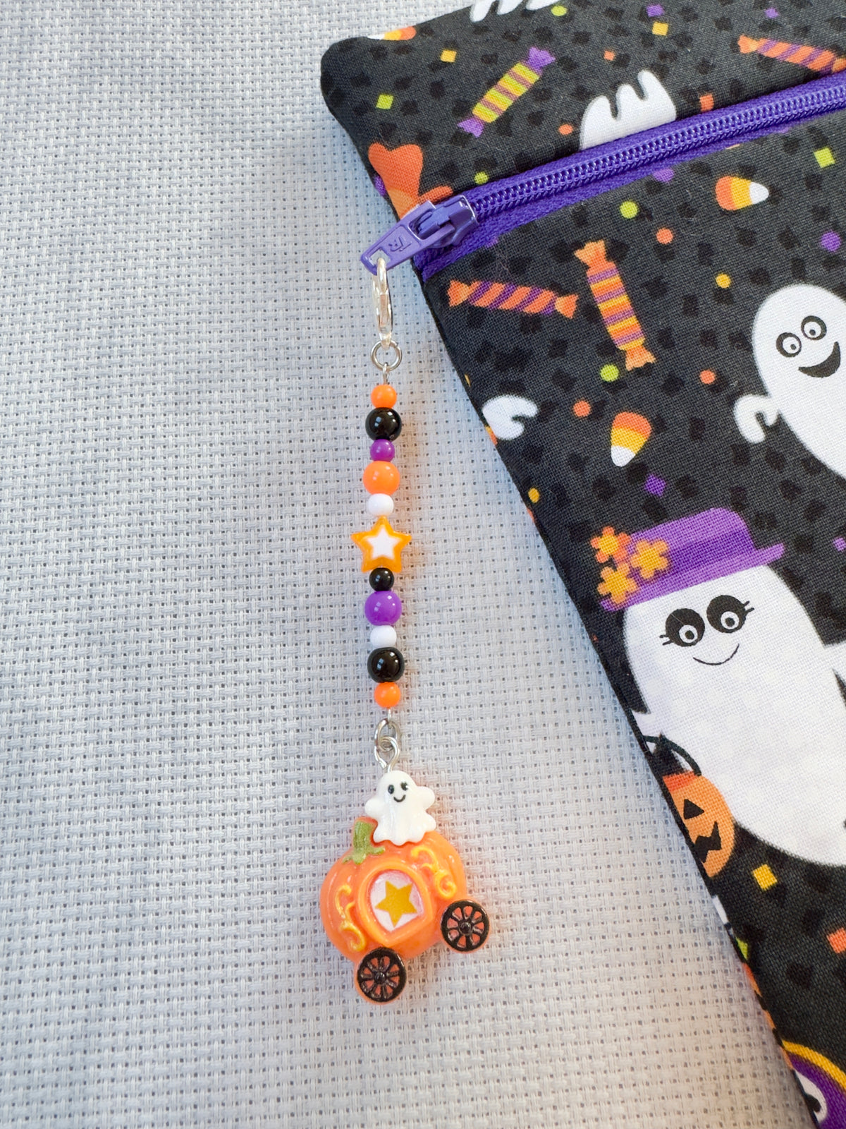 Pumpkin Carriage Project Bag Zip Charm