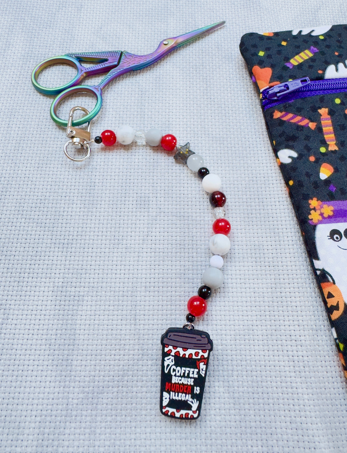 Halloween Coffee Cup Scissor Fob - With Scissor Protector