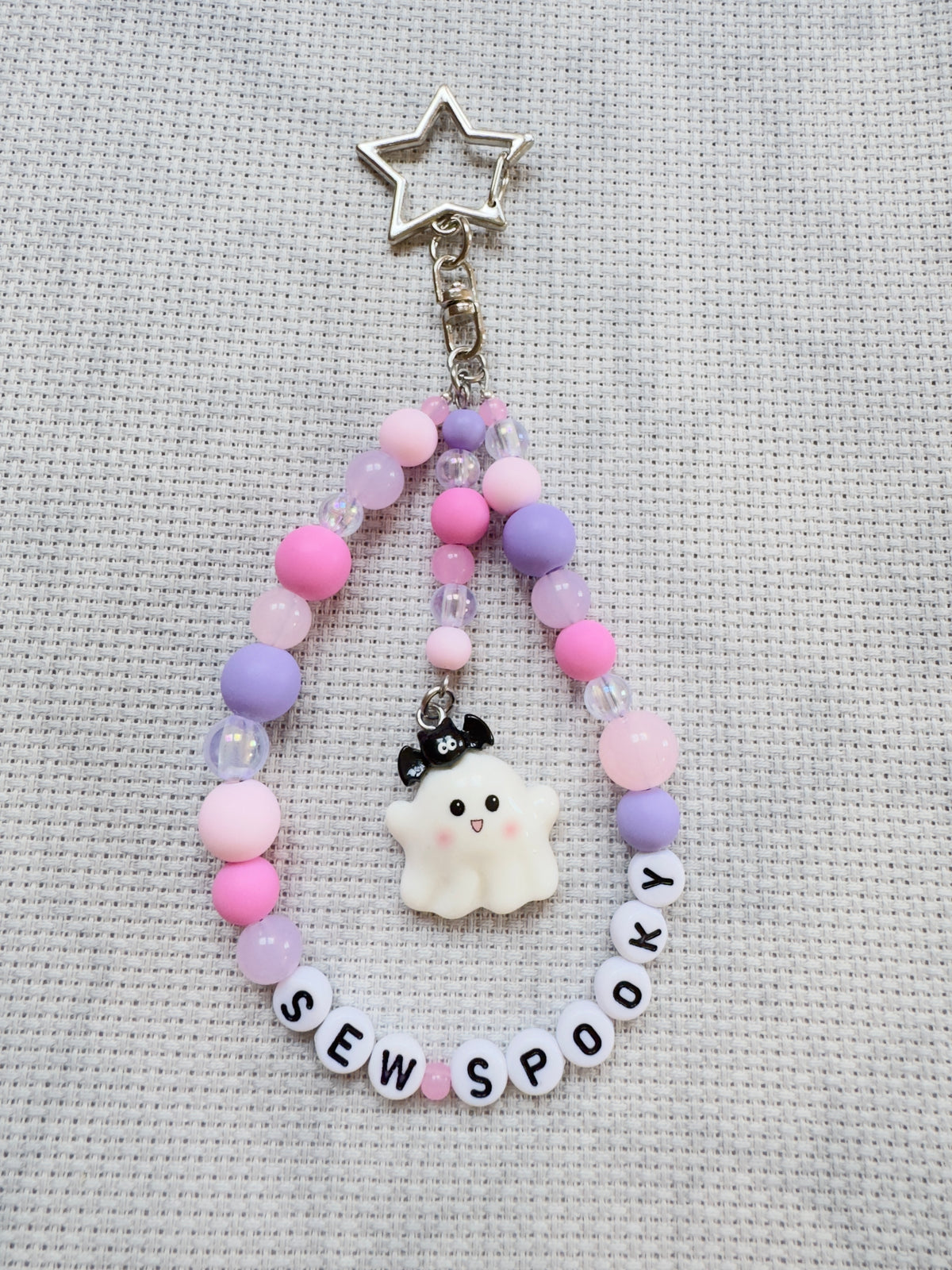 Boo Cute Ghost (Pink & Lilac Mix) Scissor Fob