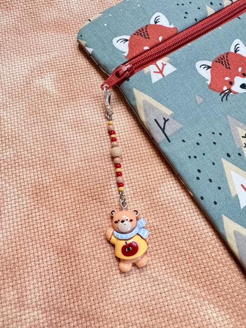 Bear with Scarf Project Bag Zip Charm