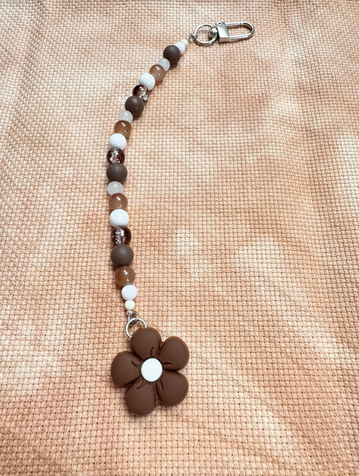 Dark Brown Flower Scissor Fob - With Scissor Protector