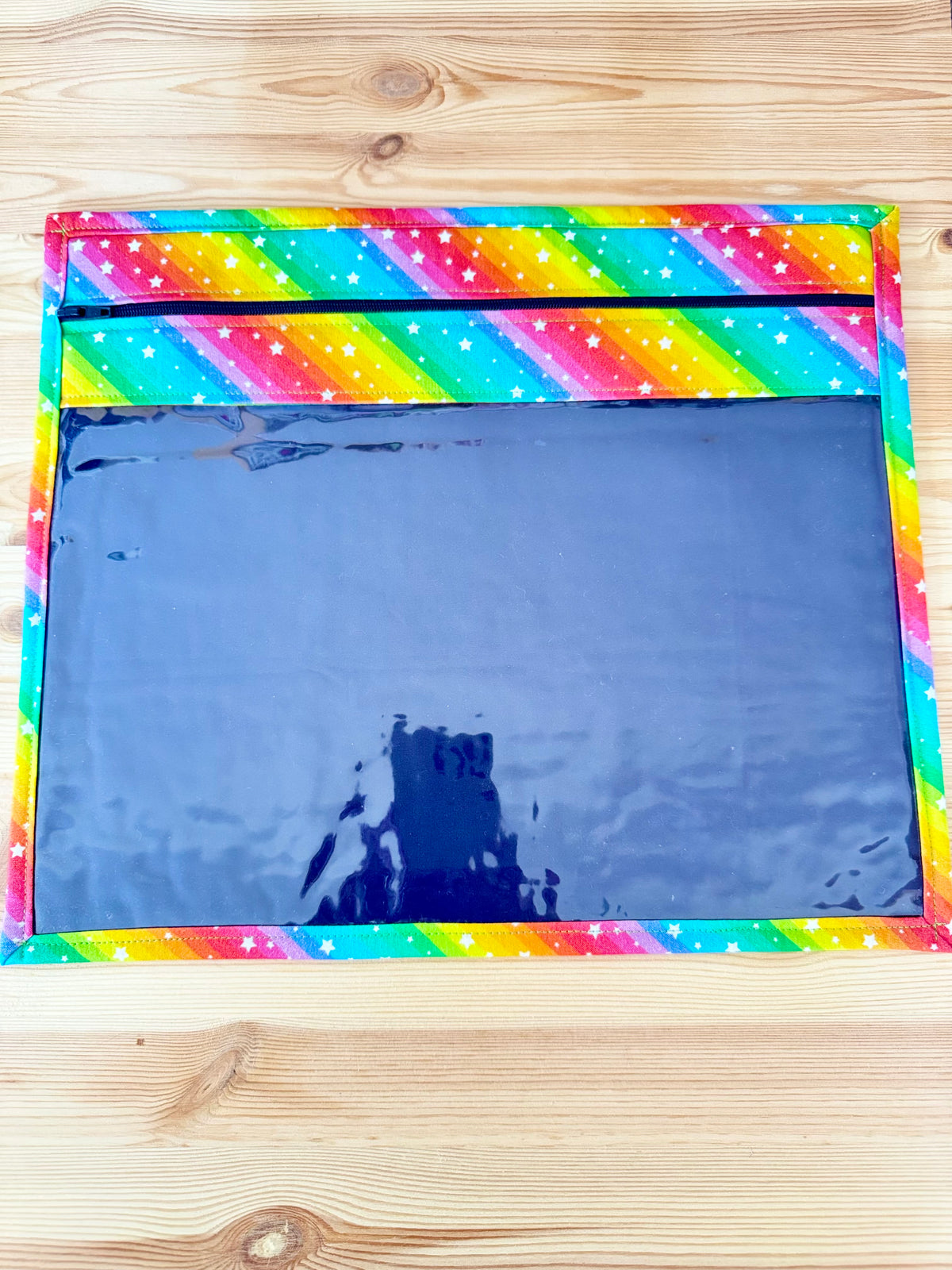 Rainbow Stripe - Navy Inner Vinyl Project Bag