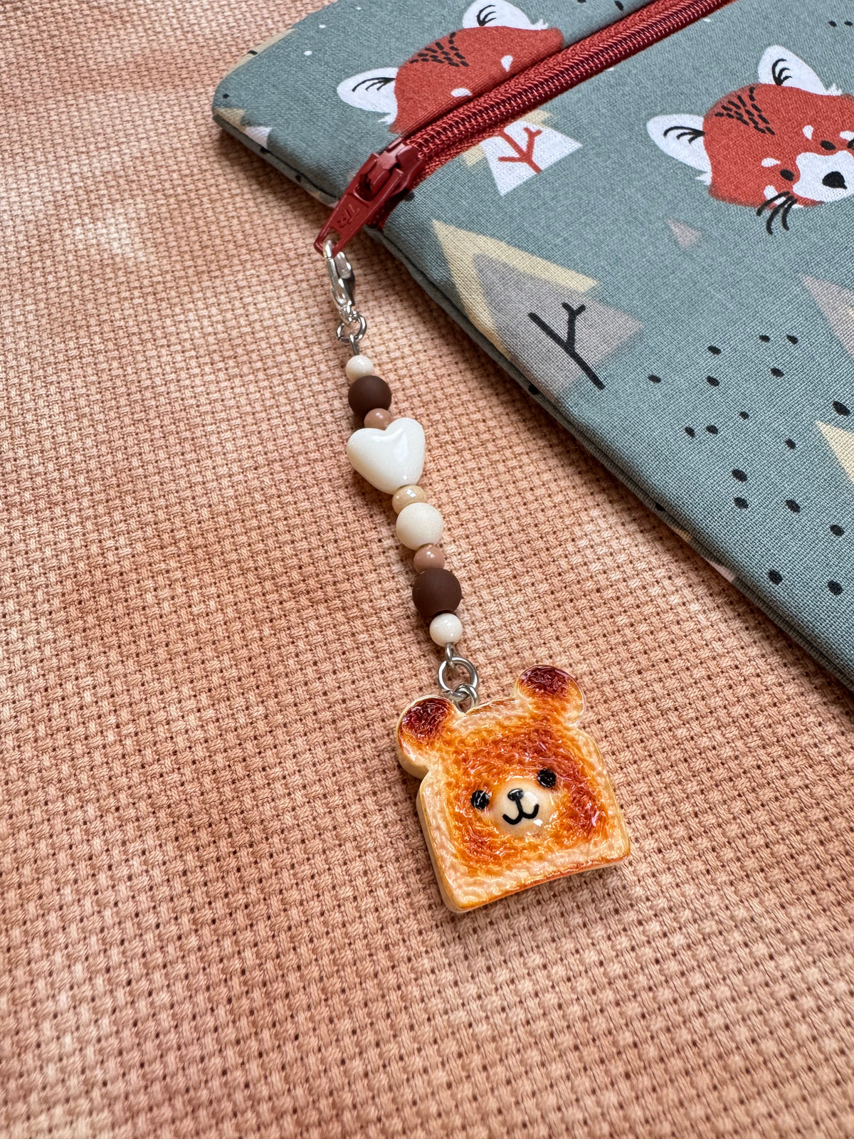 Teddy Toast Project Bag Zip Charm