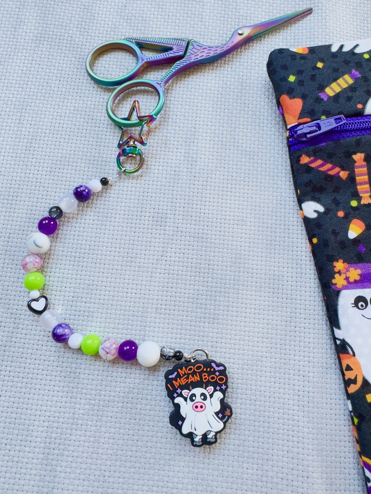 Moo I mean Boo Scissor Fob - With Scissor Protector
