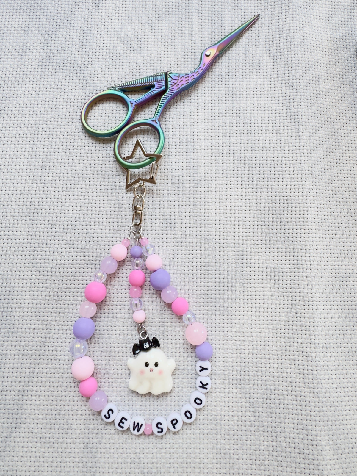 Boo Cute Ghost (Pink & Lilac Mix) Scissor Fob