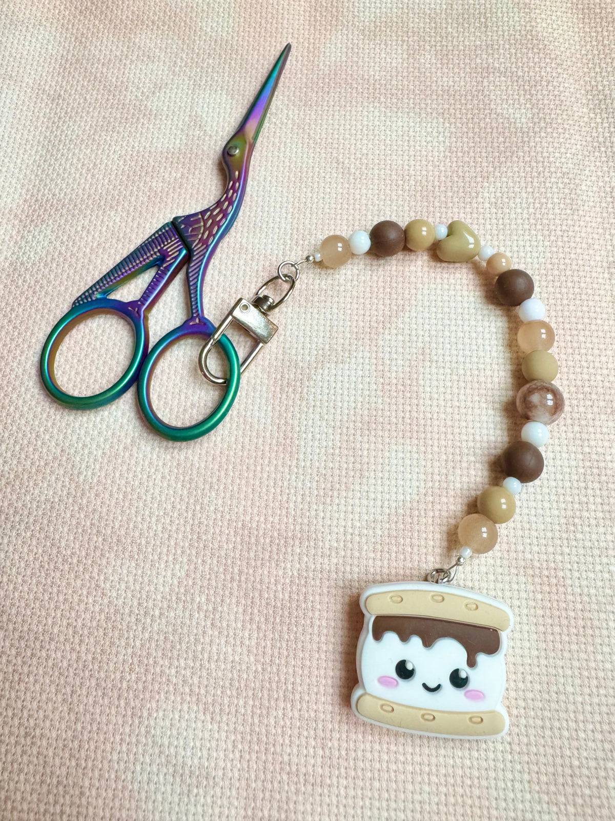 Smiley Smores Scissor Fob - With Scissor Protector