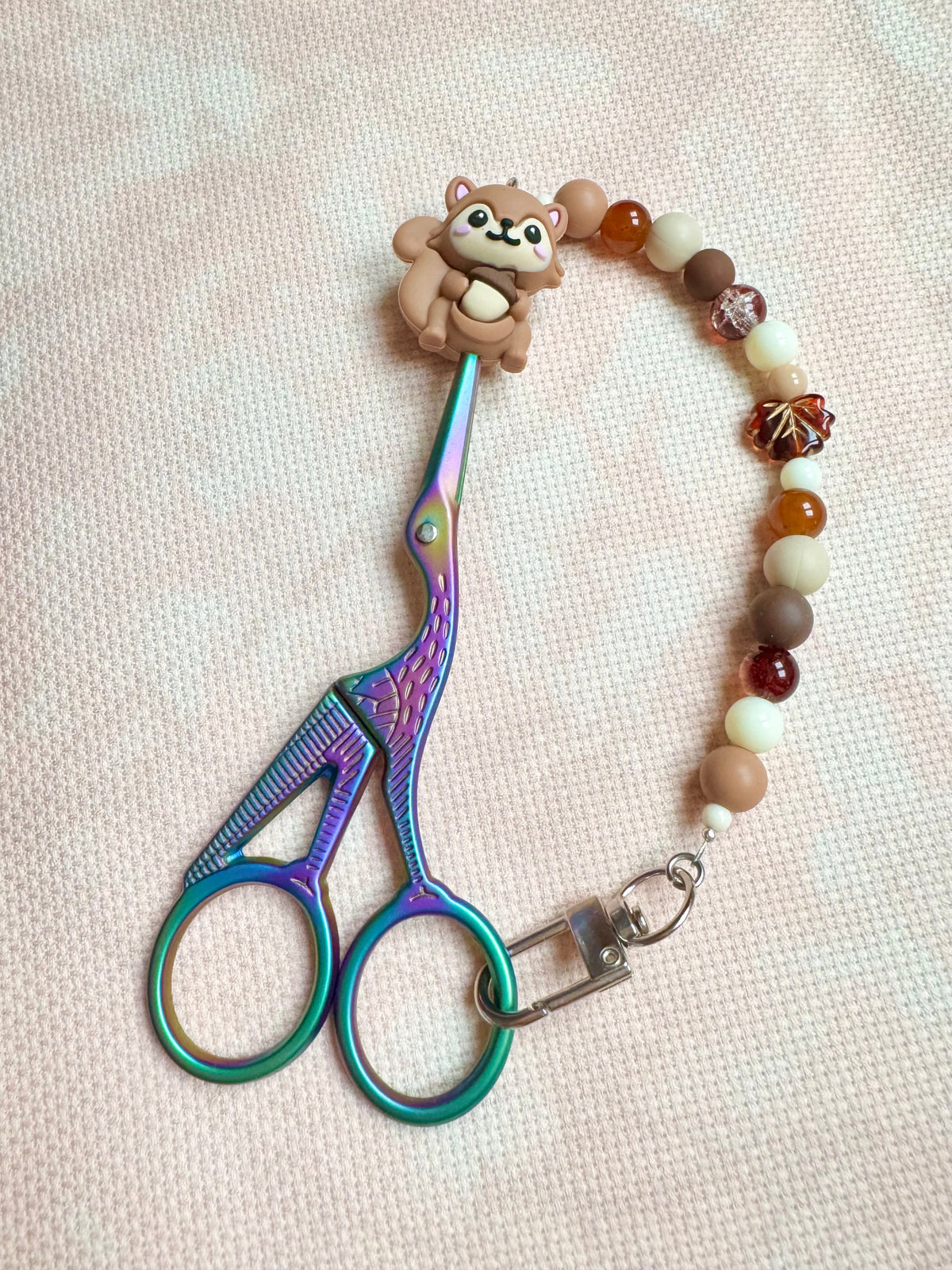 Squirrel with Acorn Scissor Fob - With Scissor Protector