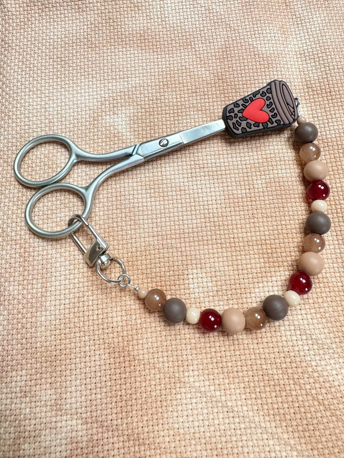 Heart Coffee Cup Scissor Fob - With Scissor Protector