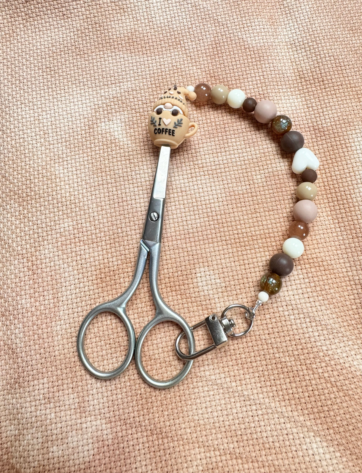 I Heart Coffee Scissor Fob - With Scissor Protector