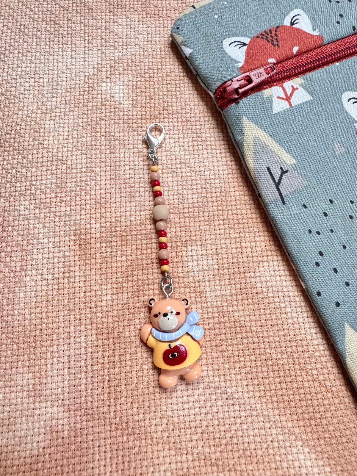 Bear with Scarf Project Bag Zip Charm