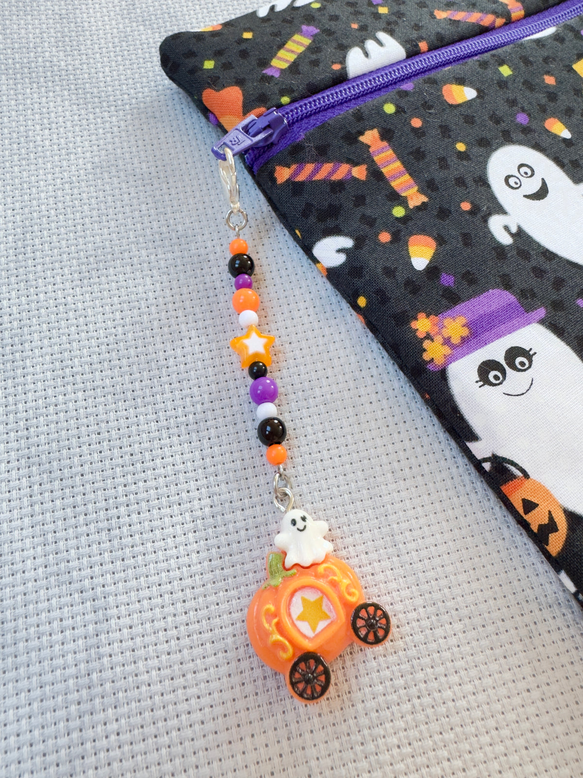 Pumpkin Carriage Project Bag Zip Charm