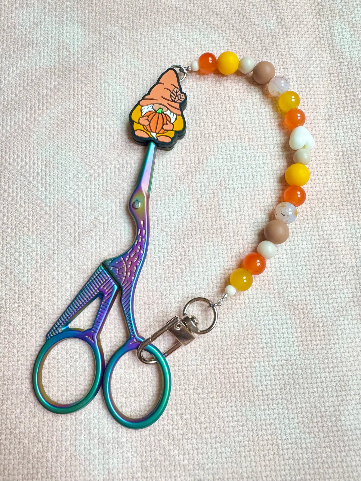 Gnome with Pumpkin Scissor Fob - With Scissor Protector