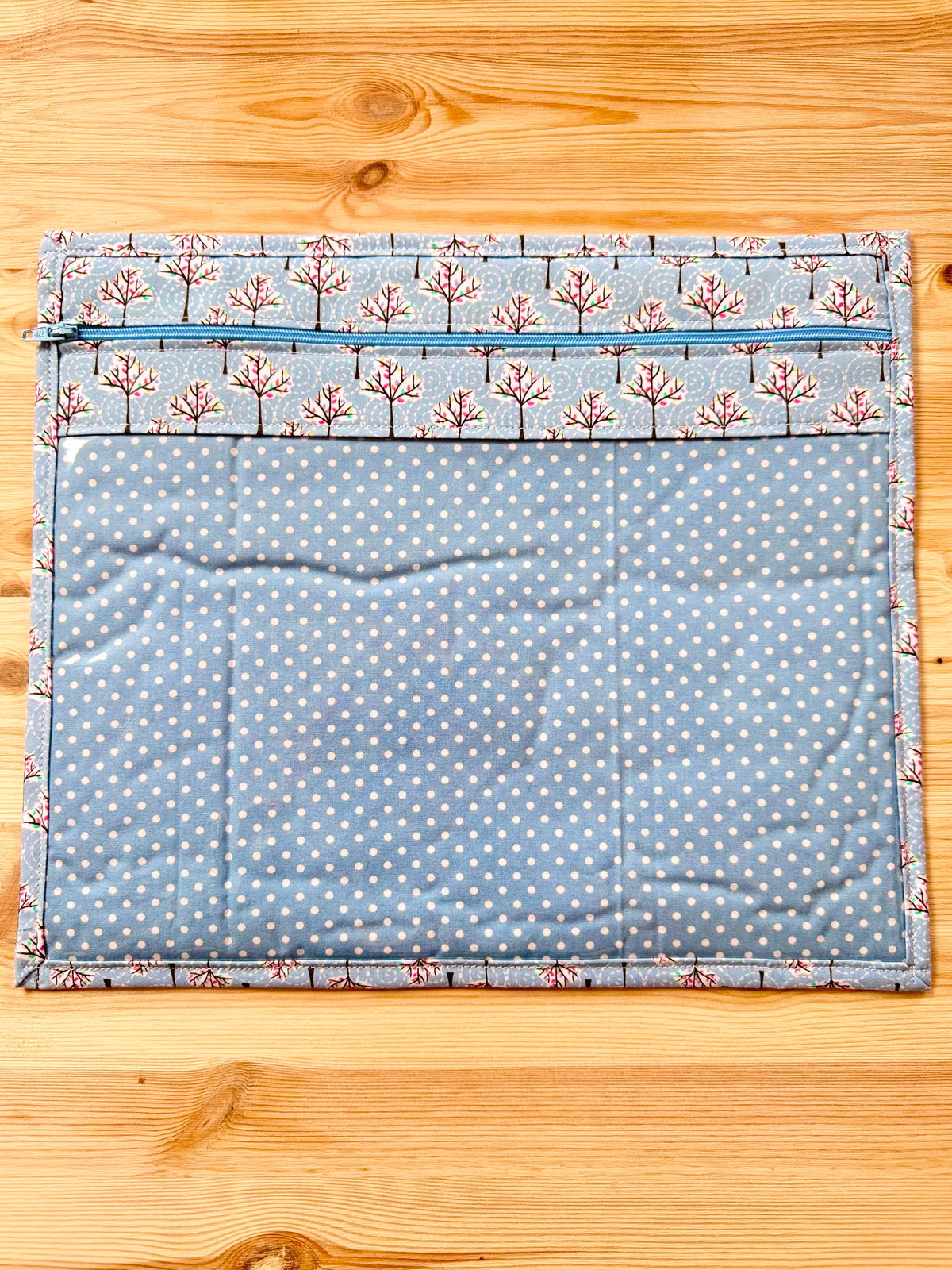 Trees - Blue Polka Dot Inner Vinyl Project Bag