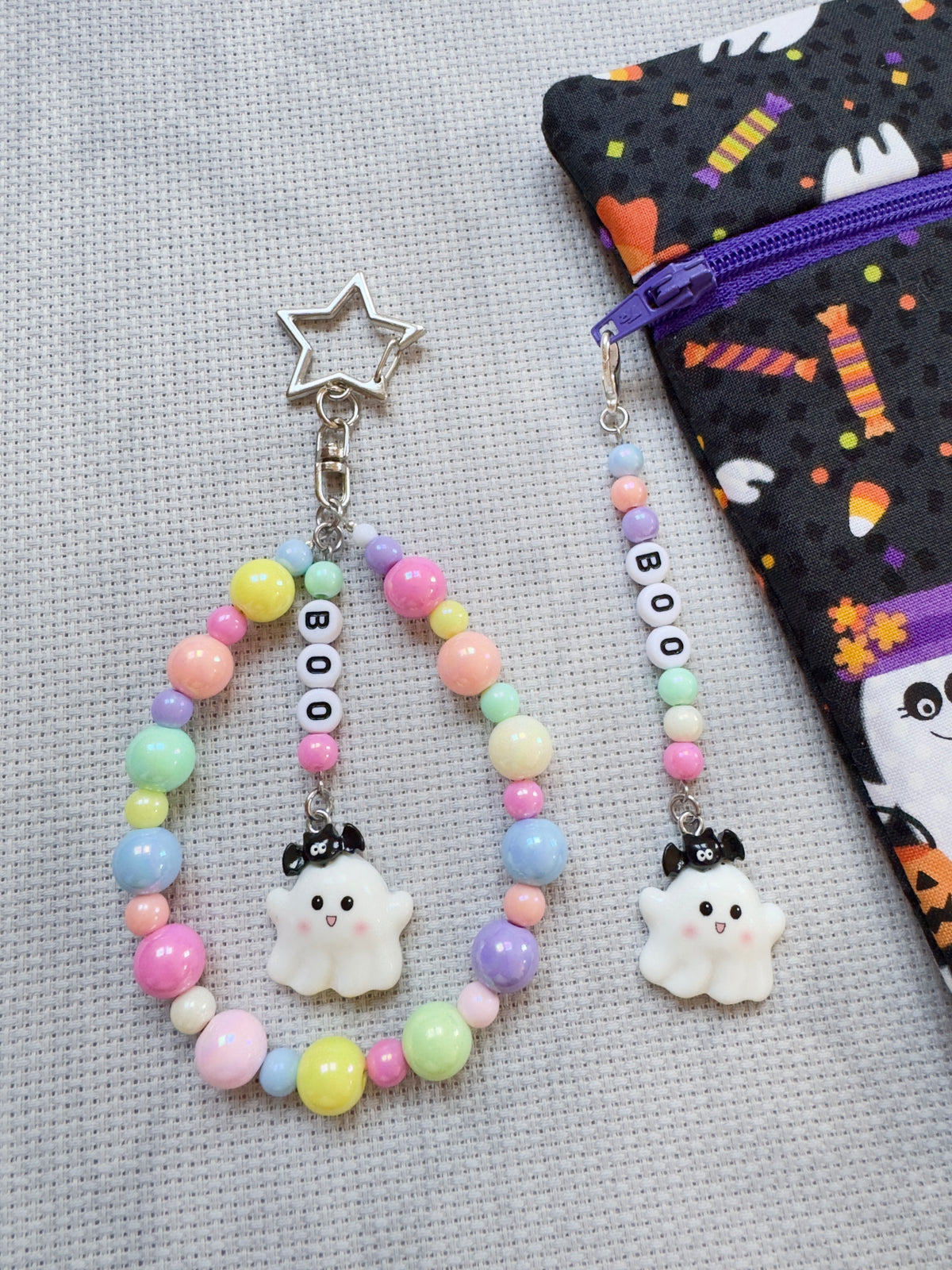Boo Cute Ghost (Pearly Pastel Mix) Project Bag Zip Charm