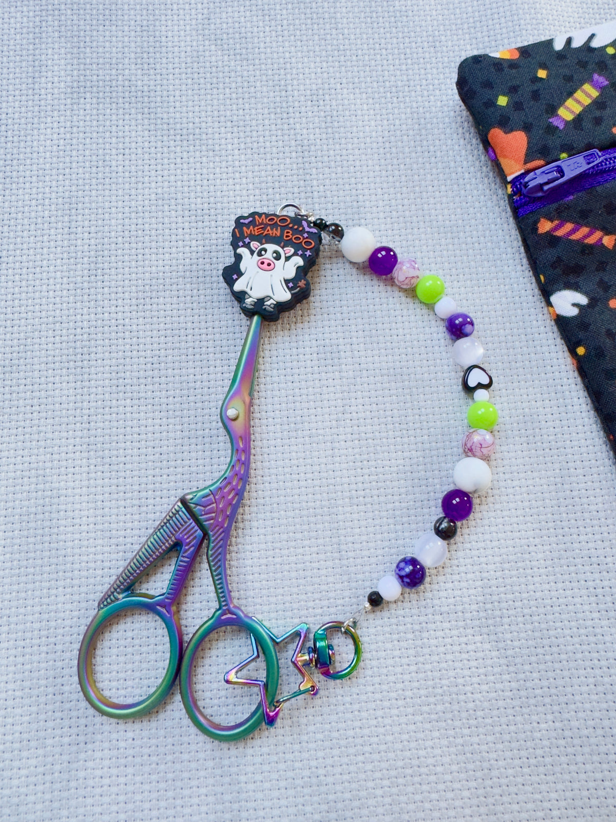 Moo I mean Boo Scissor Fob - With Scissor Protector
