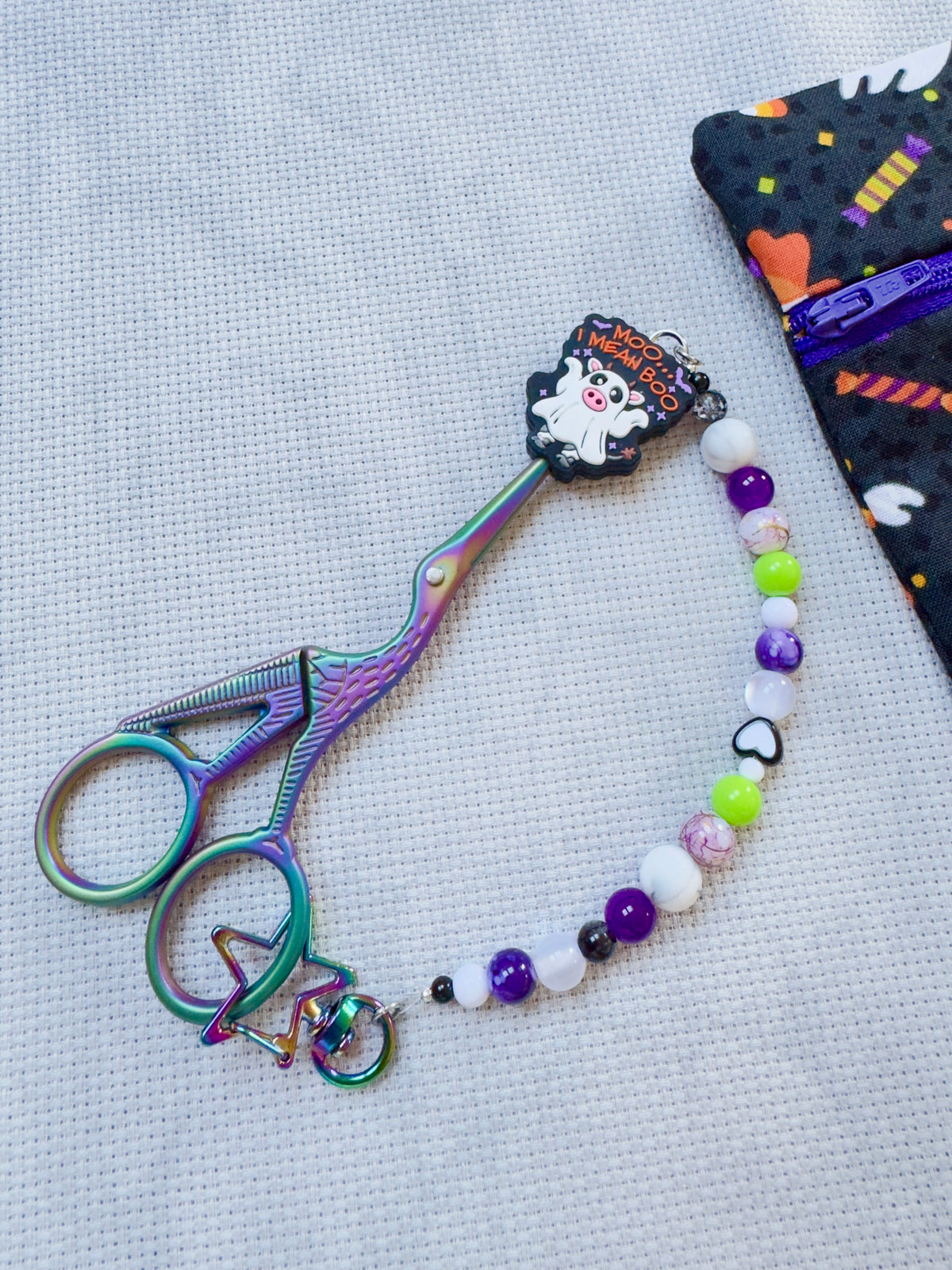 Moo I mean Boo Scissor Fob - With Scissor Protector