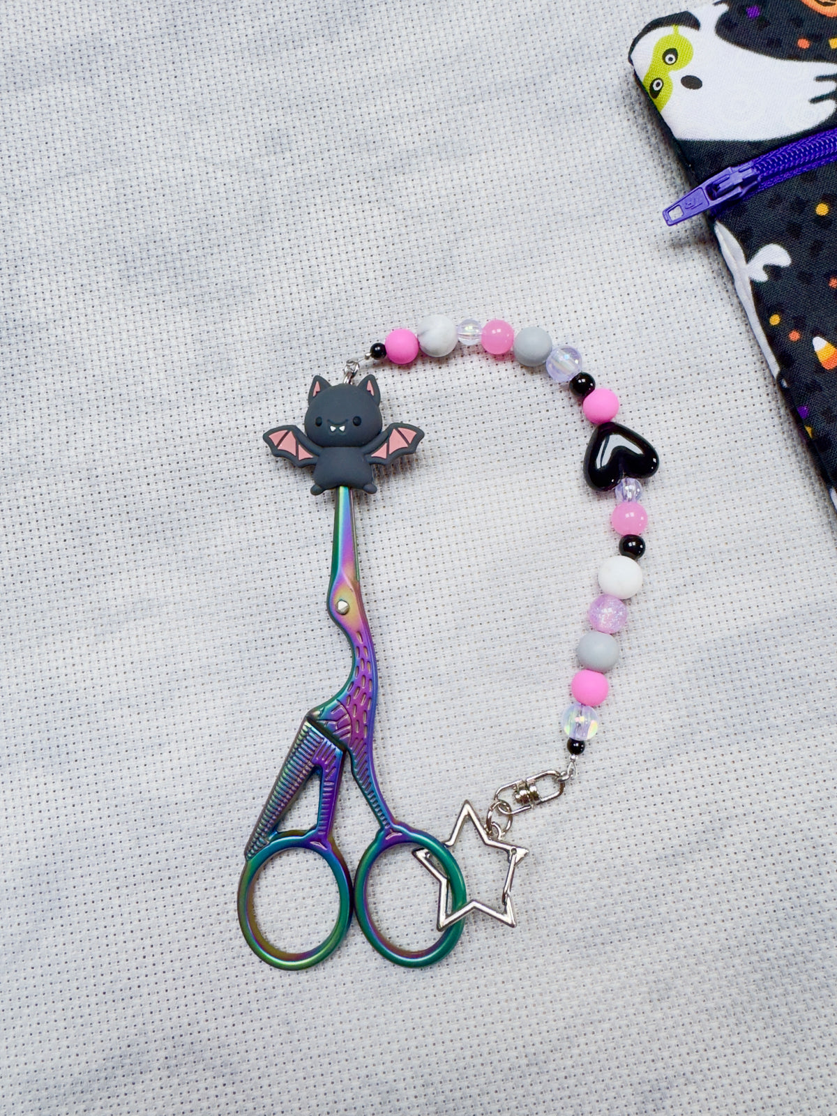 Bat (Pink & Black Mix) Scissor Fob - With Scissor Protector