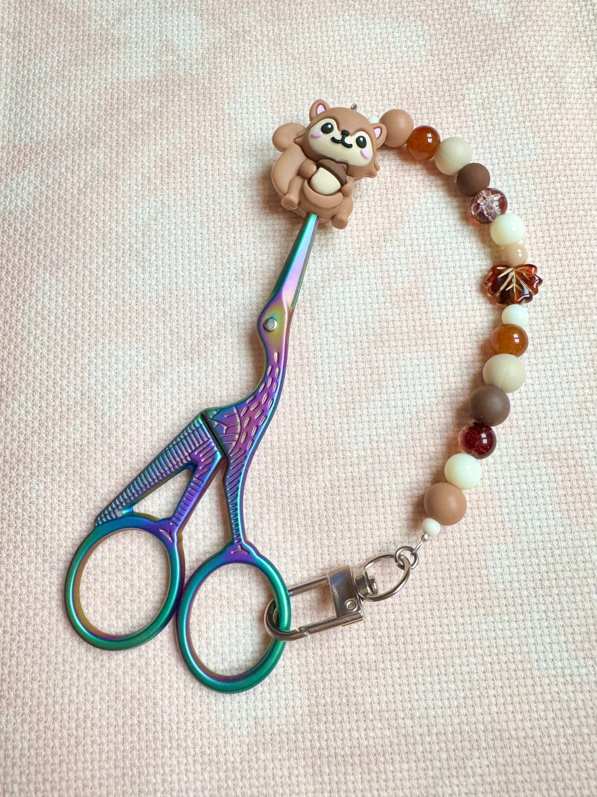 Squirrel with Acorn Scissor Fob - With Scissor Protector