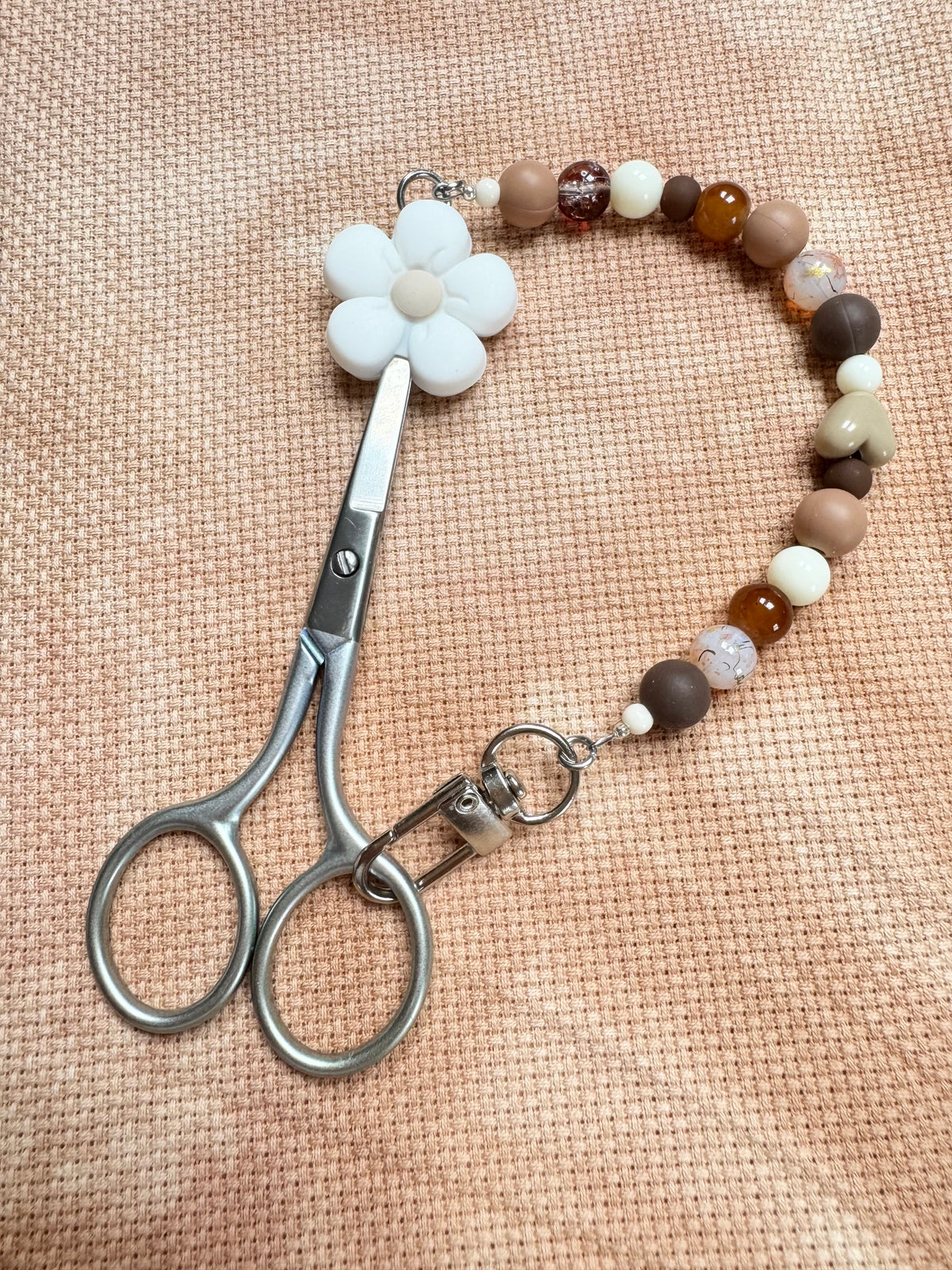 White Flower Scissor Fob - With Scissor Protector