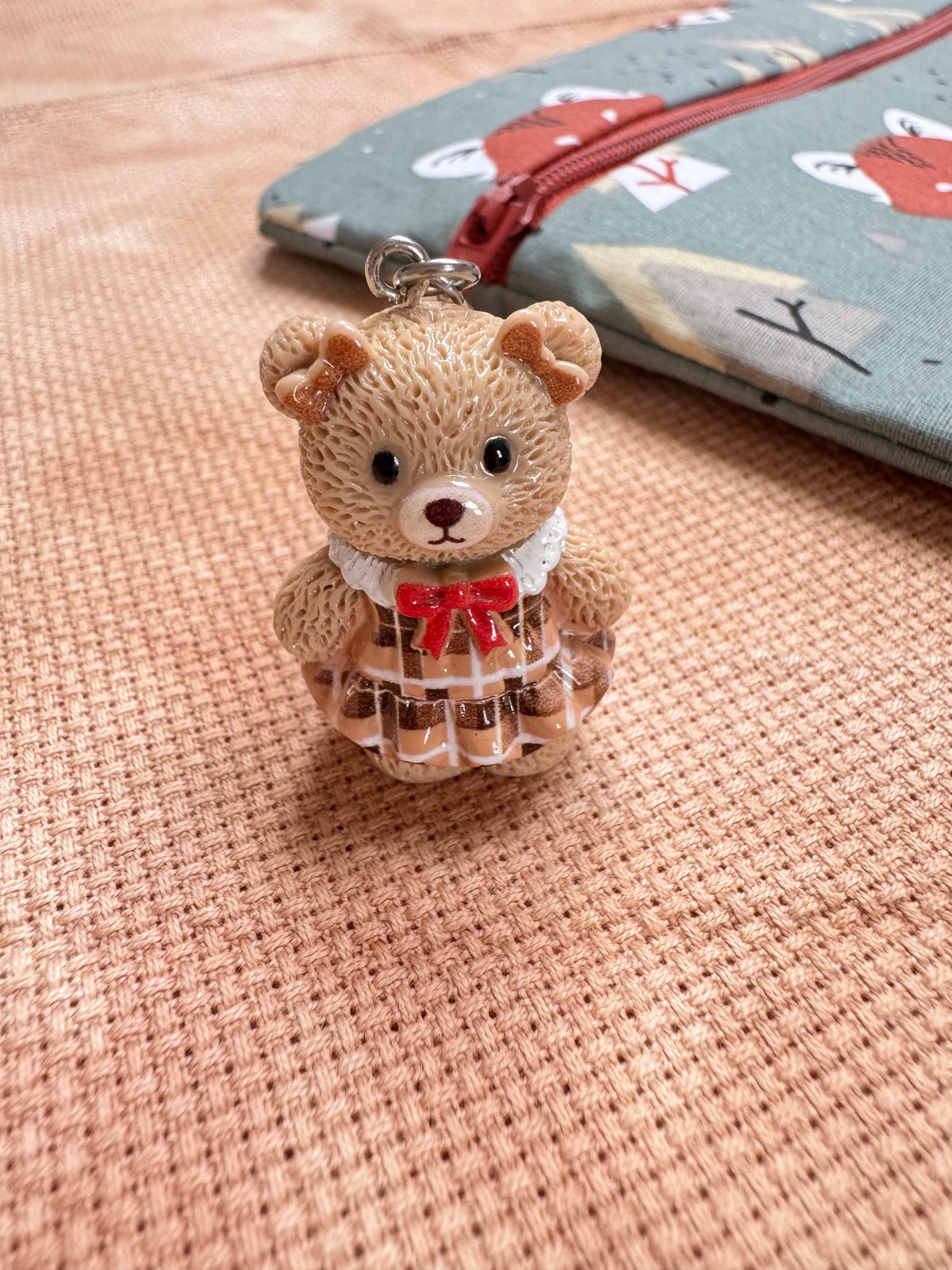 Teddy in Dress Project Bag Zip Charm