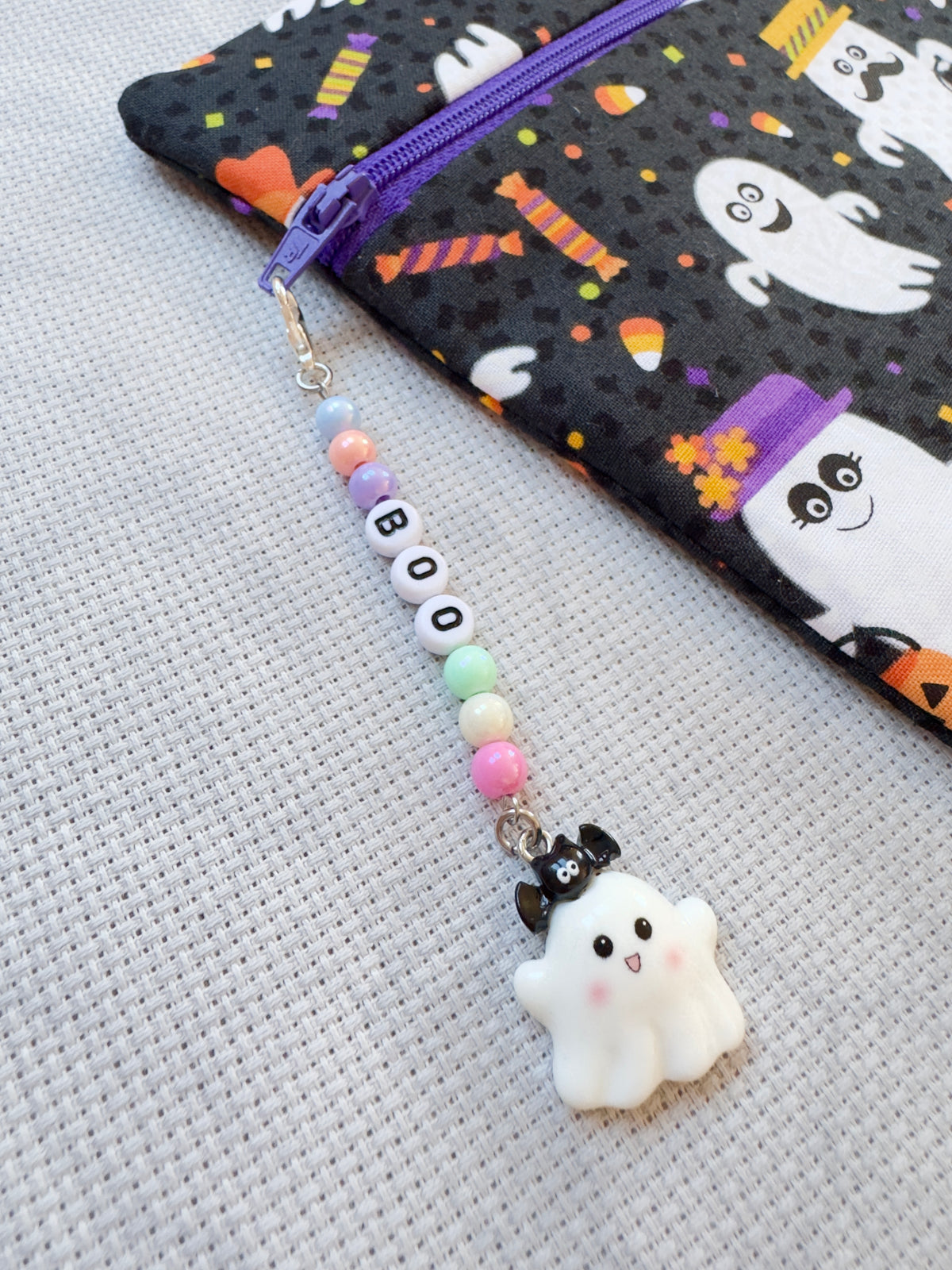 Boo Cute Ghost (Pearly Pastel Mix) Project Bag Zip Charm