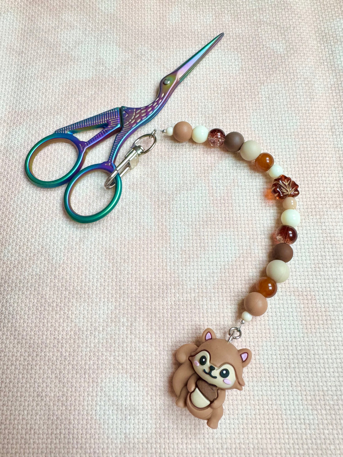 Squirrel with Acorn Scissor Fob - With Scissor Protector