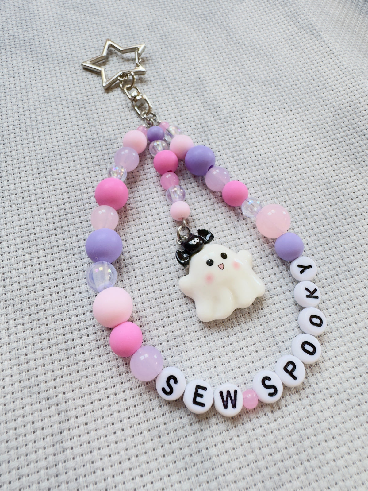 Boo Cute Ghost (Pink & Lilac Mix) Scissor Fob