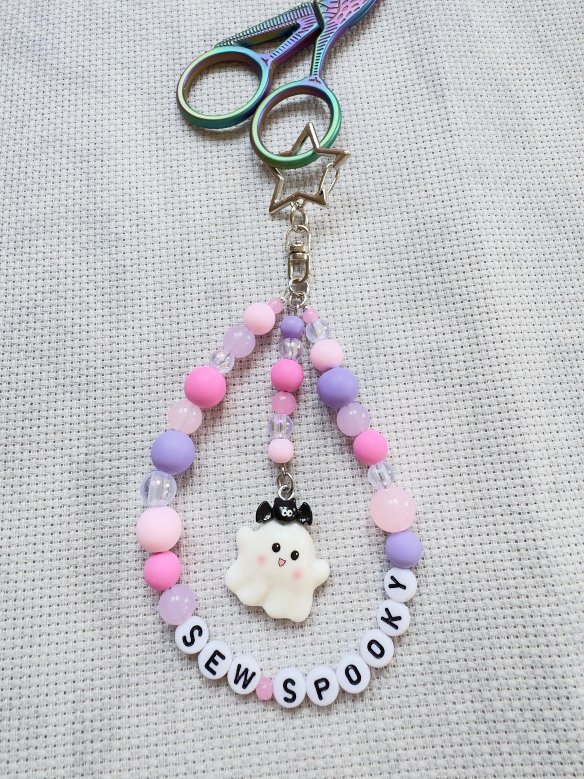 Boo Cute Ghost (Pink & Lilac Mix) Scissor Fob