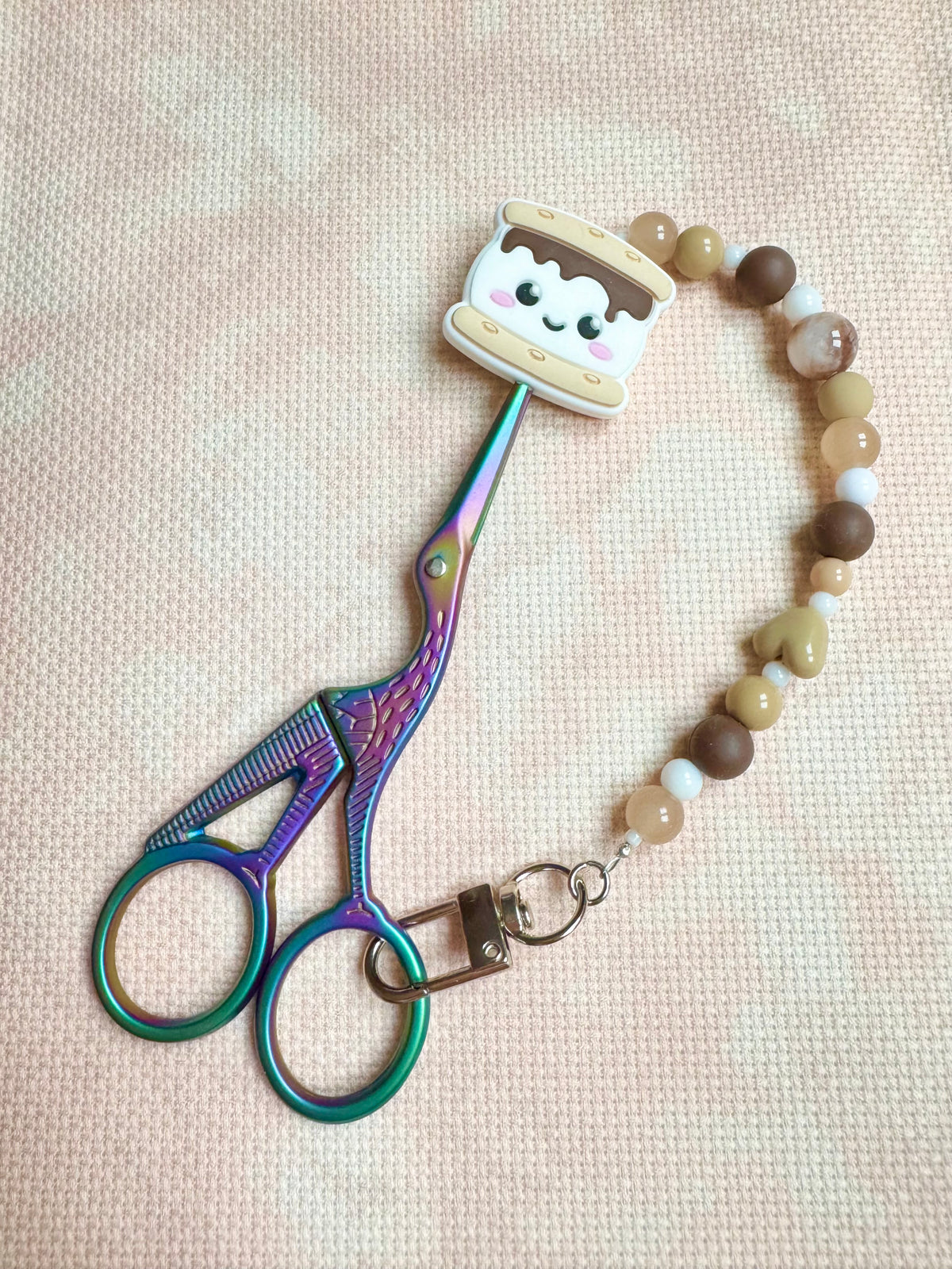 Smiley Smores Scissor Fob - With Scissor Protector