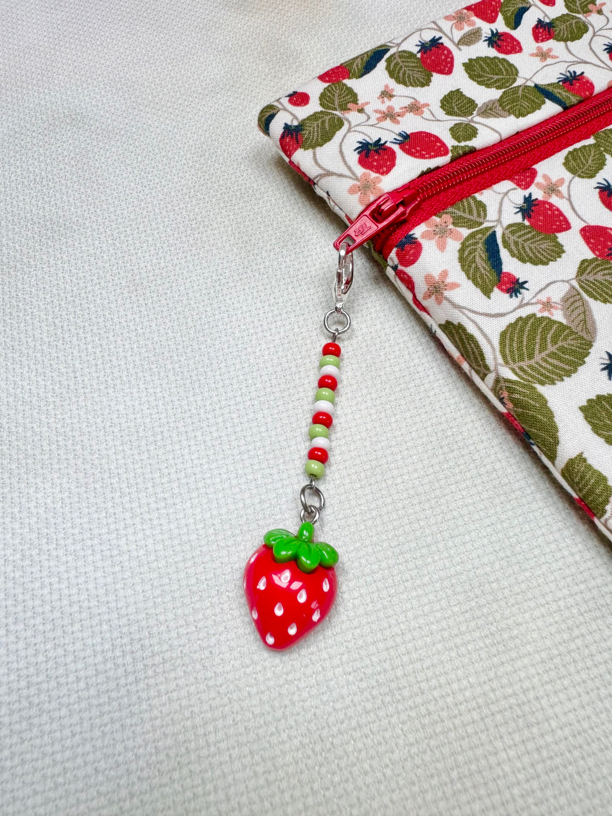 Strawberry Project Bag Zip Charm