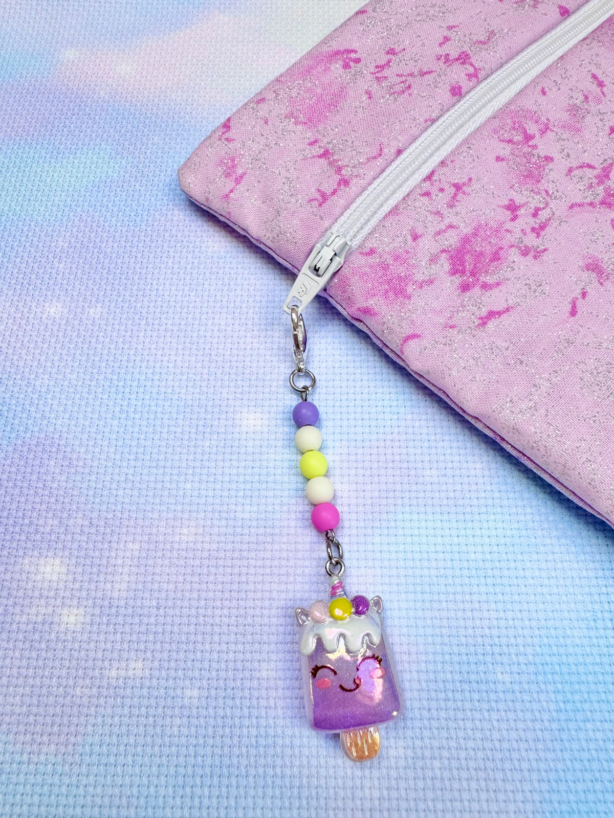 Unicorn Lolly Project Bag Zip Charm