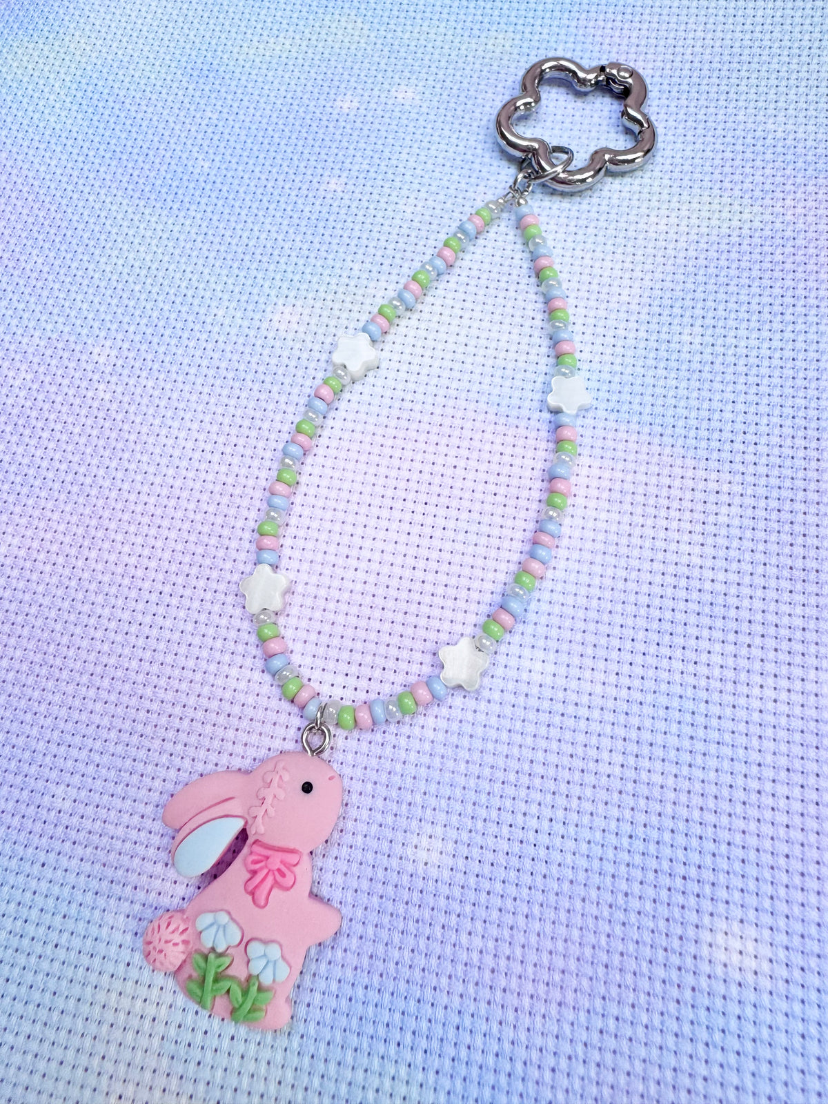 Pink Flower Bunny Scissor Fob