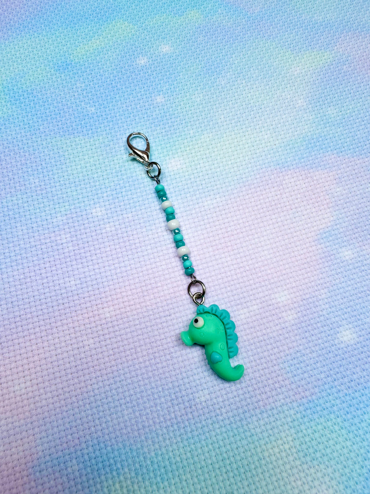 Mint Seahorse Project Bag Zip Charm