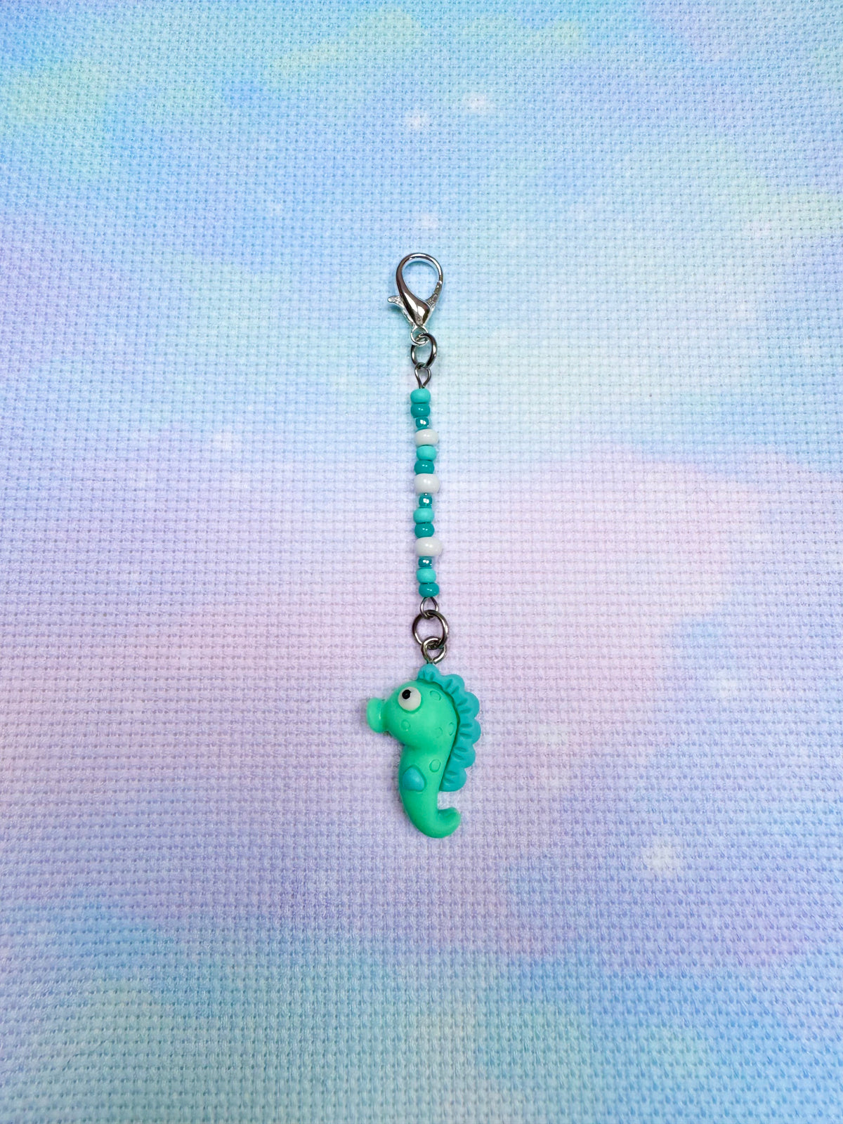 Mint Seahorse Project Bag Zip Charm